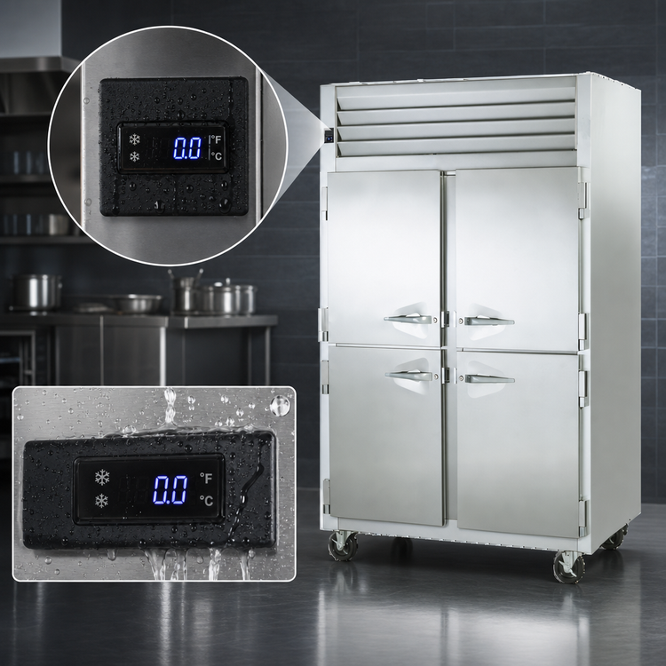 Product image #4 for Dealer's Choice G22001 2-Section Reach-In Freezer with Half-Height Solid Doors, Self-Contained, 115V