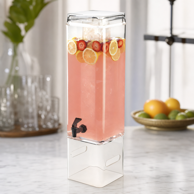 Product image #4 for Cal-Mil 3 Gallon Square Single Beverage Dispenser with Ice Chamber, Lid, and Spigot