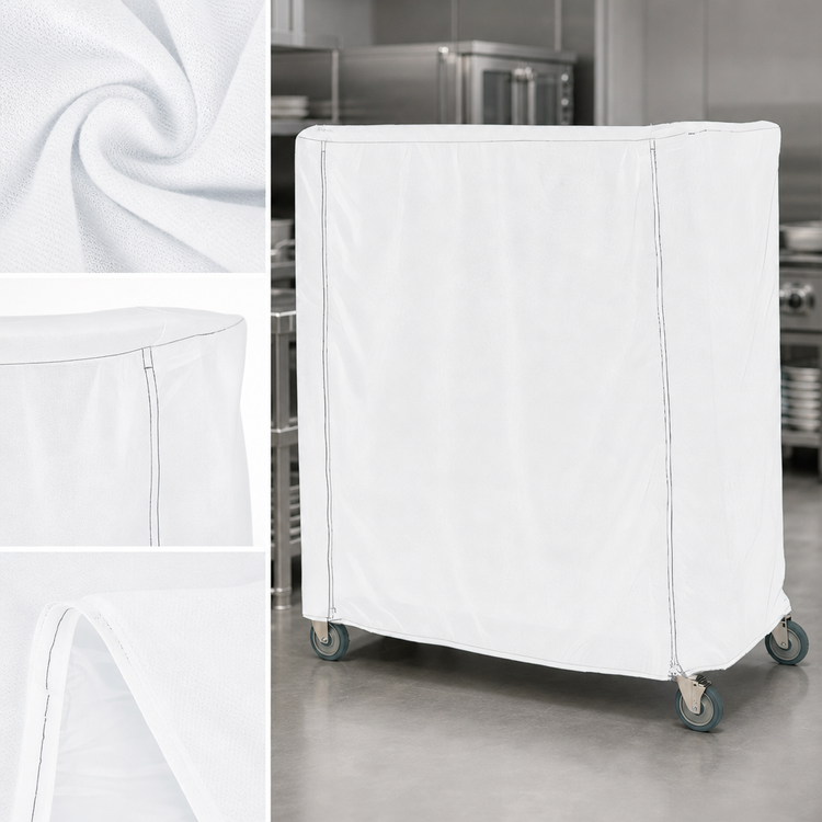 Product image #4 for Metro 36 x 24 x 74 Inch White Uncoated Knitted Polyester Cart Cover