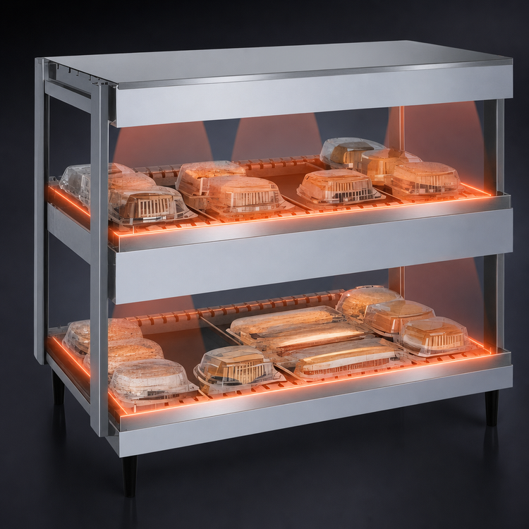 Product image #4 for Hatco Glo-Ray 36-Inch Countertop Pass-Through Dual-Shelf Merchandising Display Warmer