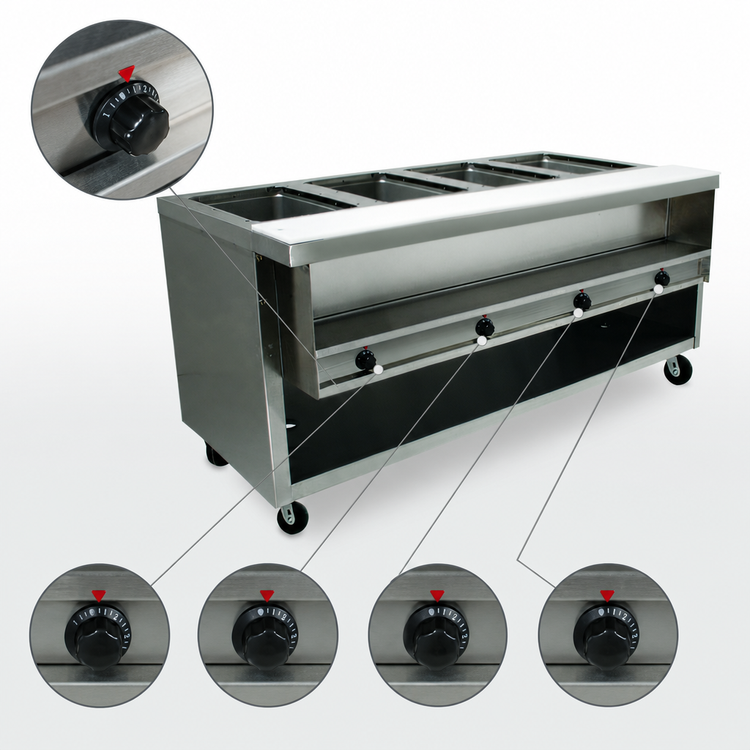 Product image #4 for Advance Tabco Heavy Duty Sealed Well Hot Food Table with Enclosed Base, 4 Wells, 120V