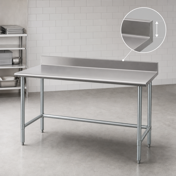 Product image #4 for Advance Tabco 108" x 30" 16-Gauge 304 Stainless Steel Work Table with 5" Backsplash and Galvanized Base