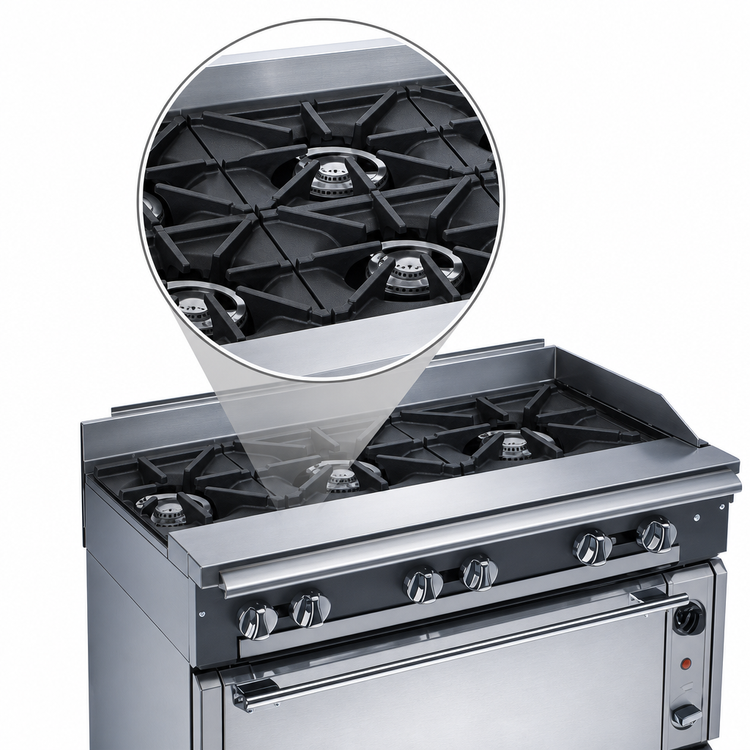 Product image #4 for Vulcan V Series 12-Inch Heavy Duty Gas Range with 2 Open Burners and Cabinet Base
