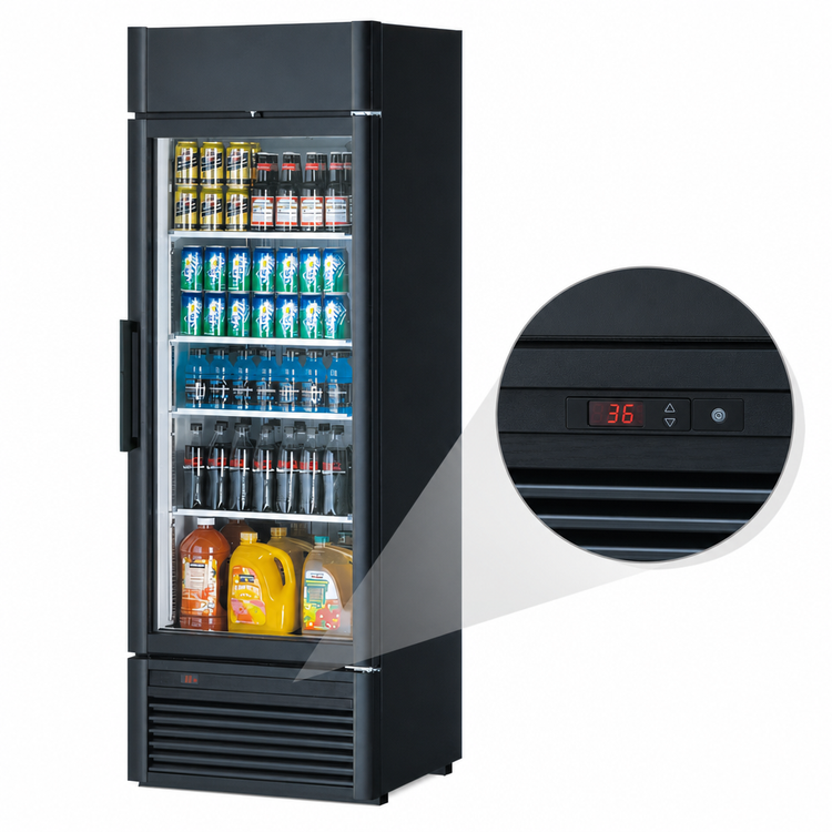 Product image #5 for Turbo Air Super Deluxe One-Section Glass Door Merchandiser Refrigerator, 16.01 Cu. Ft., Self-Contained Bottom Mount
