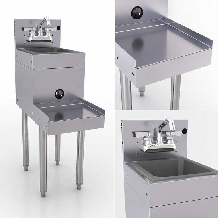 Product image #4 for Glastender Freestanding Underbar Blender Station with Dump Sink, 14 x 24 Inch, Stainless Steel