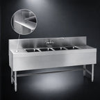 Thumbnail image #4 for Eagle Group Spec-Bar B5.5L-4-24 66-Inch Four-Compartment Stainless Steel Underbar Sink with Left Drainboard and Faucet