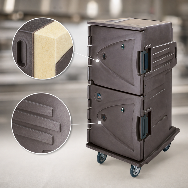 Product image #5 for Cambro Camtherm® Tall Profile Electric Hot/Cold Holding Cabinet Cart for 18 x 26 Sheet Pans, Granite Sand