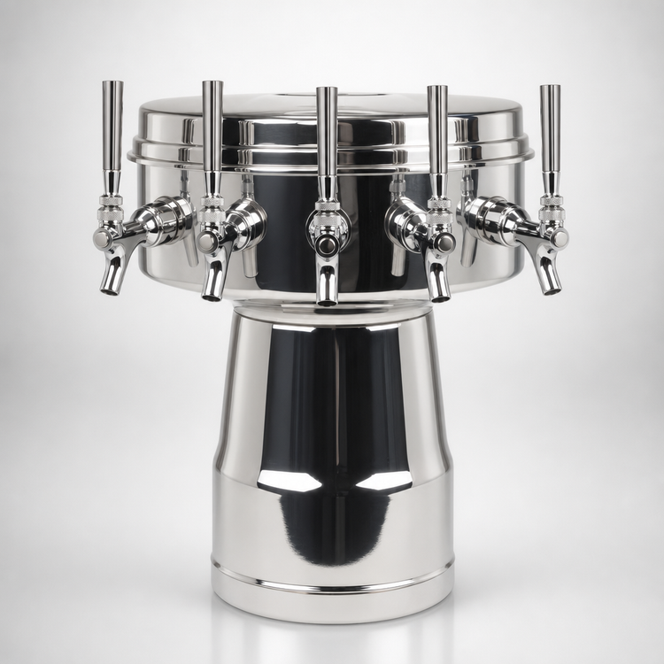 Product image #4 for Micro Matic Mushroom 5-Faucet Countertop Glycol-Cooled Draft Beer Tower, Polished Stainless Steel