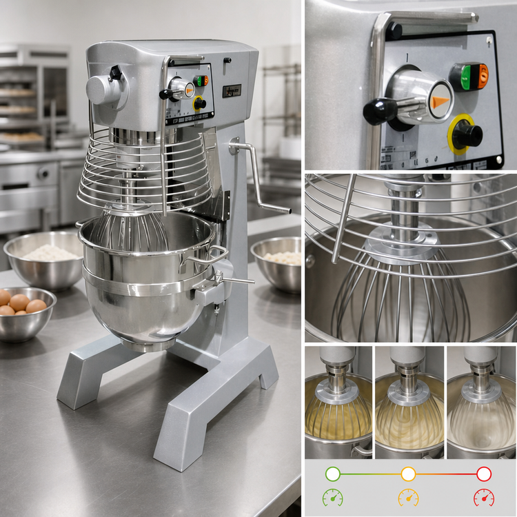 Product image #4 for Omcan USA 30 Qt 3-Speed Gear-Driven Planetary Floor Mixer with Timer and #12 Hub