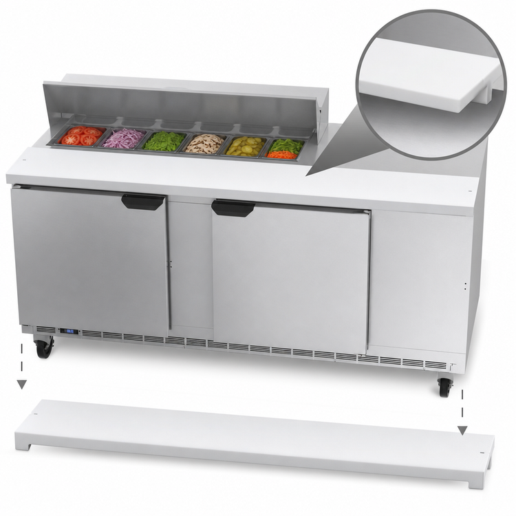 Product image #5 for Beverage-Air SPE60HC-10 Two-Section Sandwich Prep Table Refrigerator, 60-Inch Wide, 10-Pan Top