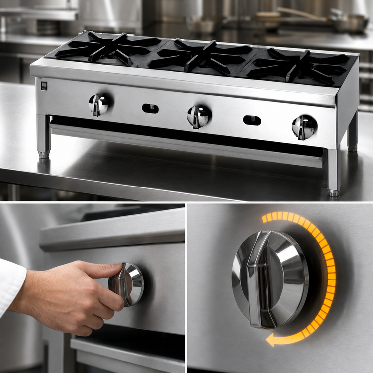 Product image #4 for Jade Range Supreme JHP-848-F Floor Model 48 Inch Gas Hot Plate with 8 Open Burners