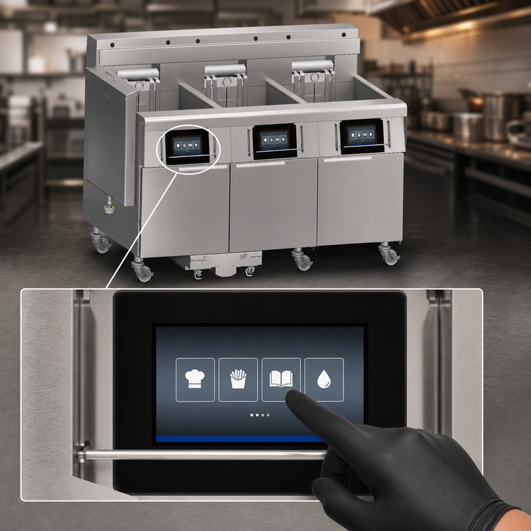 Product image #4 for Frymaster FilterQuick 60 lb Electric Floor Model Fryer with Built-In Automatic Filtration and FQ4000 easyTouch Controller