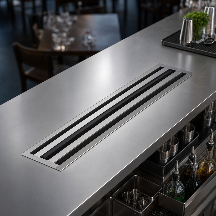 Product image #4 for Krowne Royal Series Double Built-In Speed Rail, 54 Inch x 10 Inch, Stainless Steel