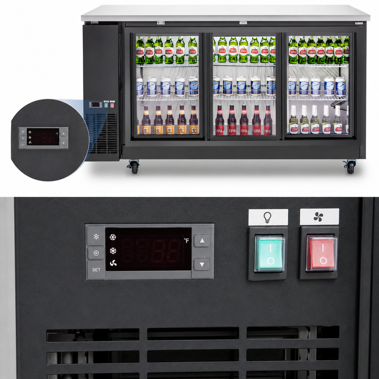 Product image #4 for Migali 72.75-Inch 3-Door Back Bar Refrigerator with Sliding Glass Doors