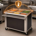 Thumbnail image #4 for Dinex DineXpress DXP6HF 6-Well Mobile Hot Food Counter, Stainless Steel, 88 Inches