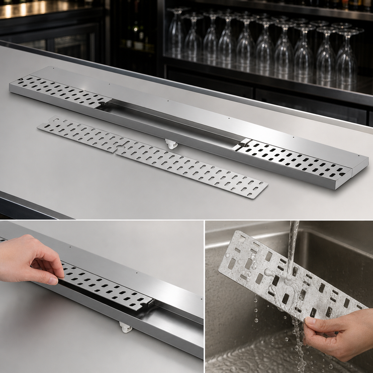 Product image #4 for Perlick Top Shelf 36-Inch Stainless Steel Drink Rail Drainer