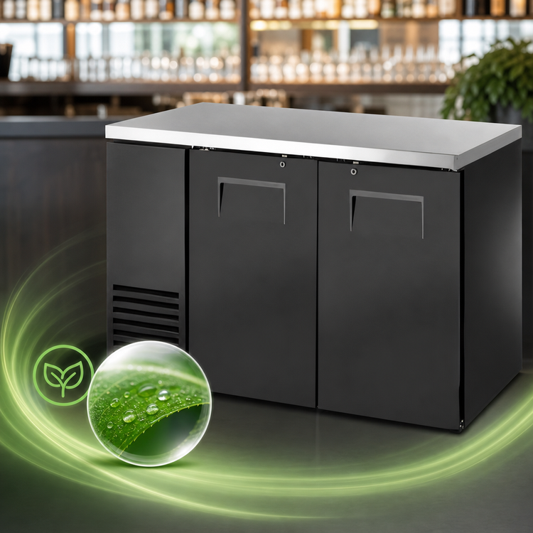 Product image #4 for True 48-Inch Two-Section Back Bar Cooler with Solid Swing Doors and Stainless Steel Top
