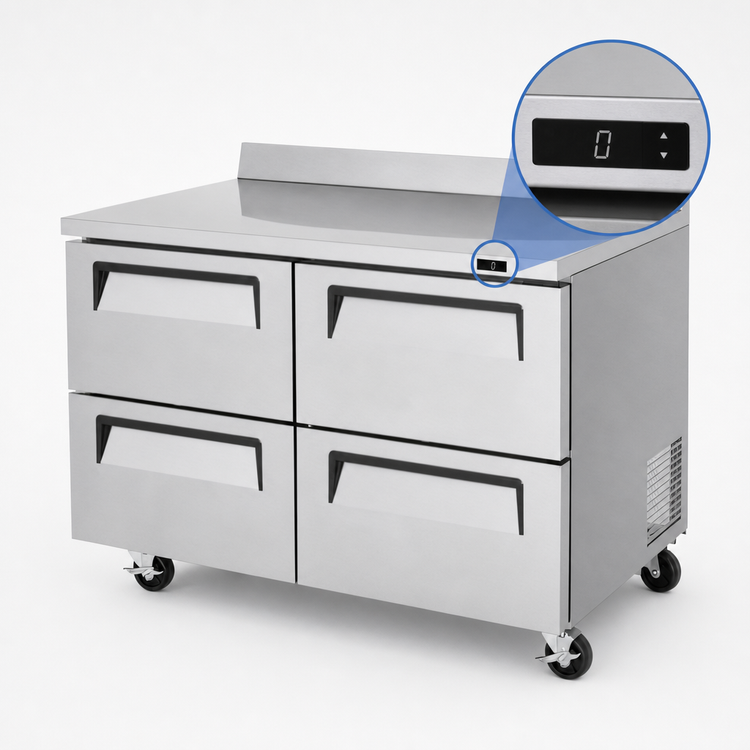Product image #4 for Turbo Air Super Deluxe 48.25-Inch Two-Section Worktop Drawer Freezer with 4 Stainless Steel Drawers
