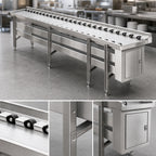 Thumbnail image #4 for Dinex DXIESSW16 Tray Make-Up Skate Wheel Conveyor, 16 ft, 2-Inch Nylon Wheels, Stainless Steel, Non-Powered