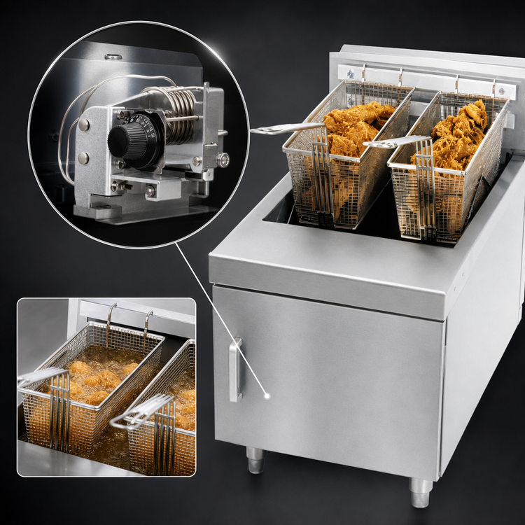 Product image #4 for Comstock-Castle Countertop Gas Fryer, 15 lb Fat Capacity, Stainless Steel, 18,000 BTU