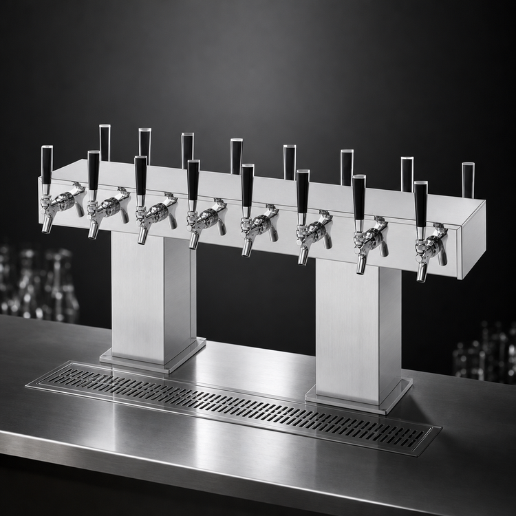 Product image #4 for Extra High Back-to-Back Bridge Tee Countertop Glycol-Cooled Draft Beer Tower, 16 Faucets, Stainless Steel