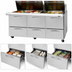 Thumbnail image #4 for Turbo Air PRO Series Mega Top Three-Section Sandwich/Salad Prep Table with 6 Drawers, 72-5/8 Inch