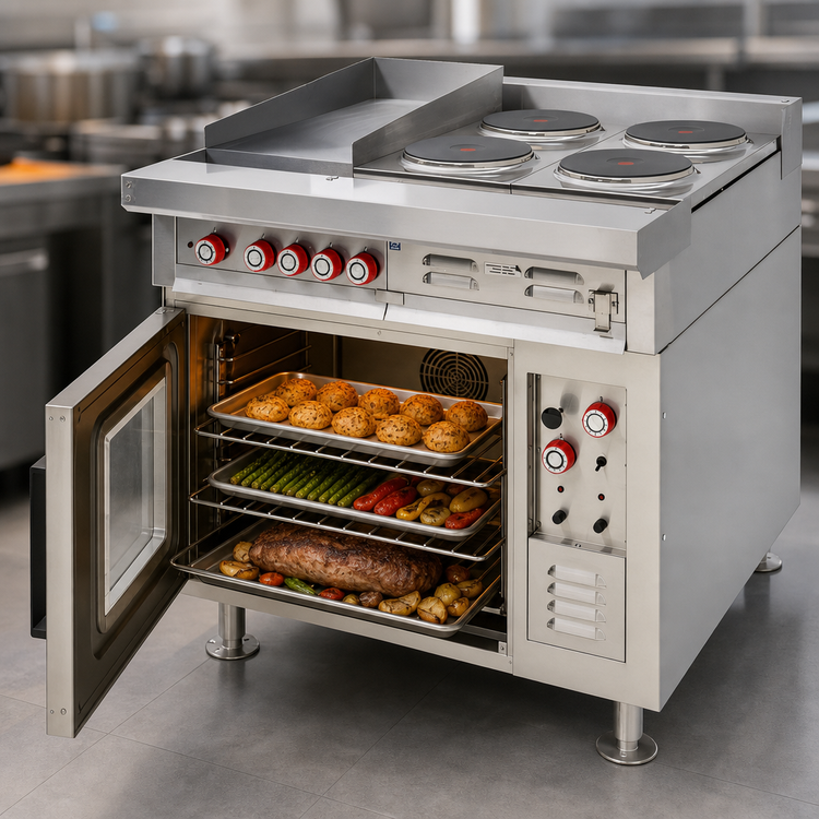 Product image #5 for Lang 36 Inch Electric Heavy-Duty Range with 3 Hot Tops and Convection Oven Base