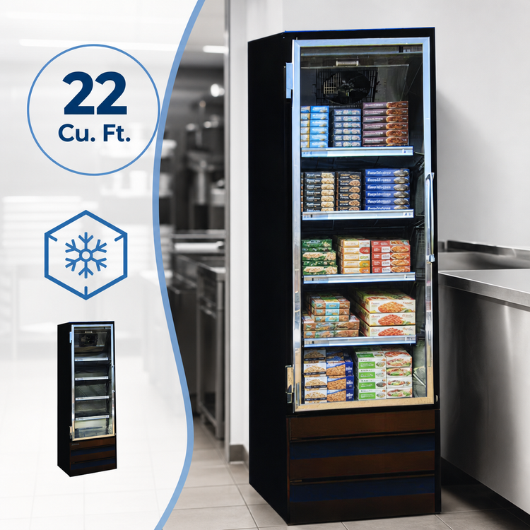 Product image #4 for Howard-McCray 22 Cu. Ft. One-Section Bottom-Mount Glass Door Frozen Foods Merchandiser Freezer, Black