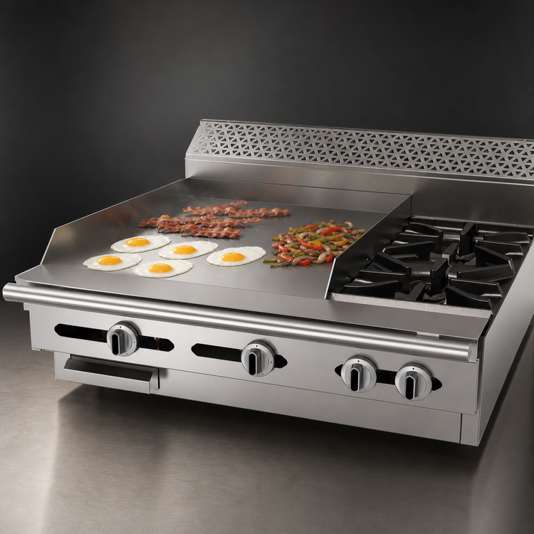 Product image #4 for Garland Cuisine Series 36-Inch Heavy Duty Gas Combination Top Range, Modular Top with 2 Open Burners and 24-Inch Griddle