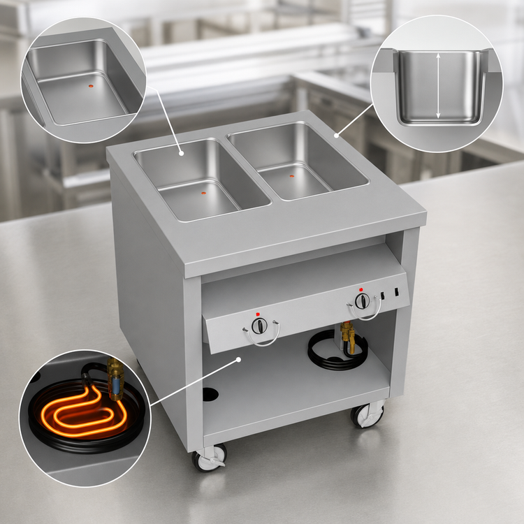 Product image #4 for Thurmaduke TEHF-32 Electric Mobile Hot Food Unit with 2 Wells