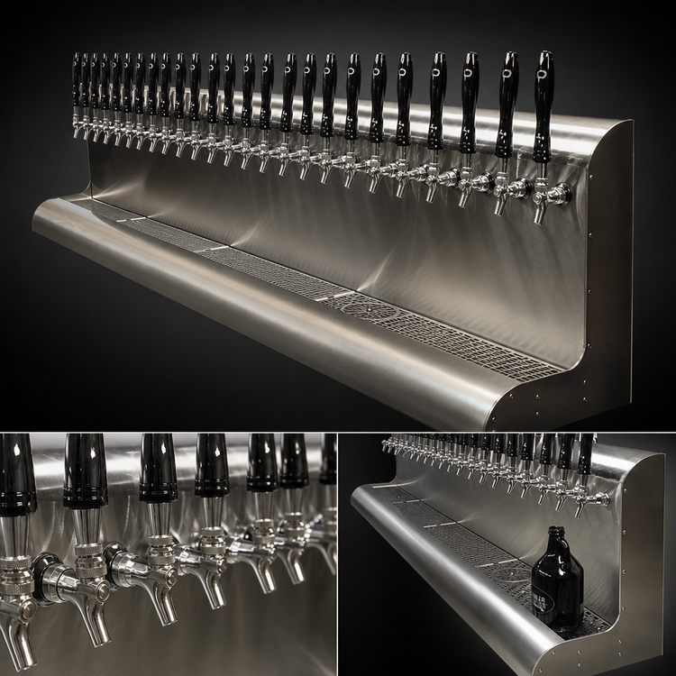 Product image #4 for Perlick 26-Faucet Back-Leading Modular Wall-Mount Glycol-Cooled Draft Beer Dispensing Tower, 78 Inch Wide