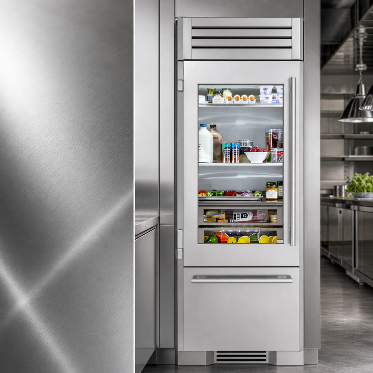 Product image #4 for True Residential 30-Inch Upright Refrigerator/Freezer Column with Bottom Freezer, Stainless-Framed Glass Door, and Ice Maker