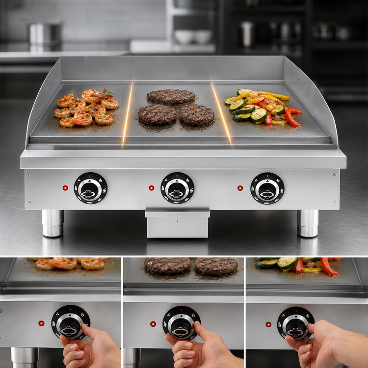Product image #4 for BakeMax 24-Inch Countertop Electric Thermostatic Griddle with 3/4-Inch Polished Steel Plate