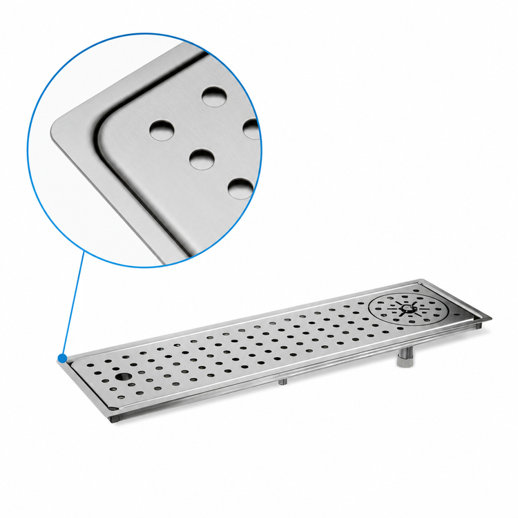 Product image #4 for Glastender Drop-In Rinser Faucet Drain Tray, 12 Inch Wide, Stainless Steel, 1/2 Inch Drain