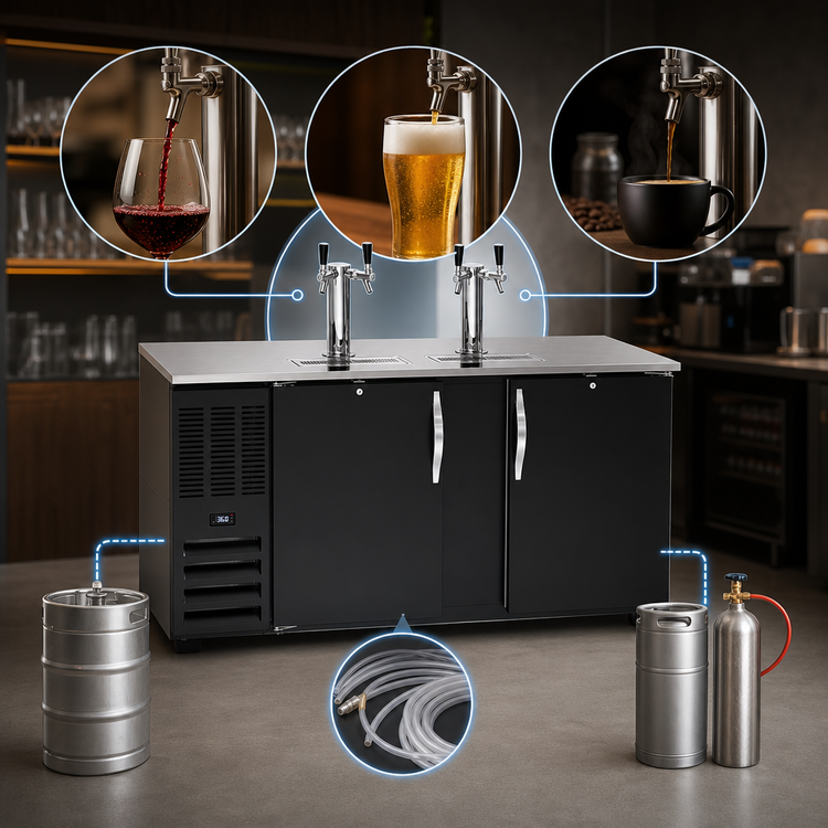 Product image #4 for Beverage-Air DD68HC-B 68-Inch Direct Draw Beer Dispenser with Dual Towers, Solid Doors, and 3-Keg Capacity