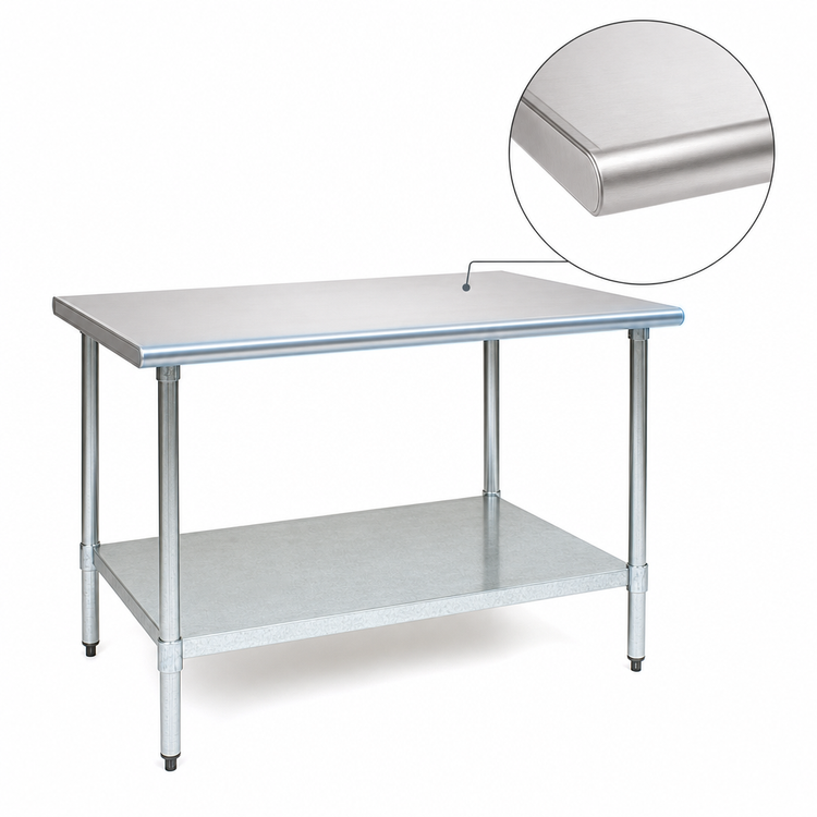Product image #4 for BlendPort Deluxe Series 84-Inch x 24-Inch Flat Top Stainless Steel Work Table with Galvanized Base and Adjustable Undershelf