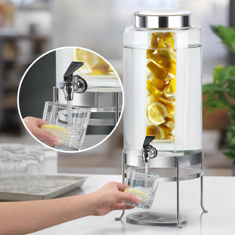 Product image #4 for Cal-Mil SoHo 2-Gallon Glass Beverage Dispenser with Infusion Chamber, Spigot, and Drip Tray