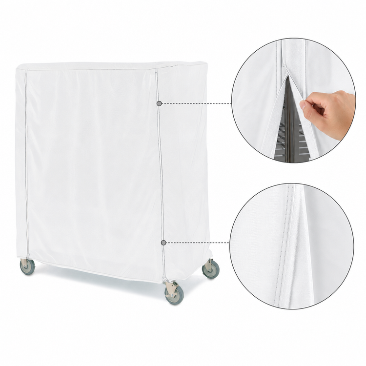 Product image #4 for Metro Queen Mary & Banquet Cart Cover, 72 x 24 x 74 Inch, White Knitted Polyester, Velcro Fastener