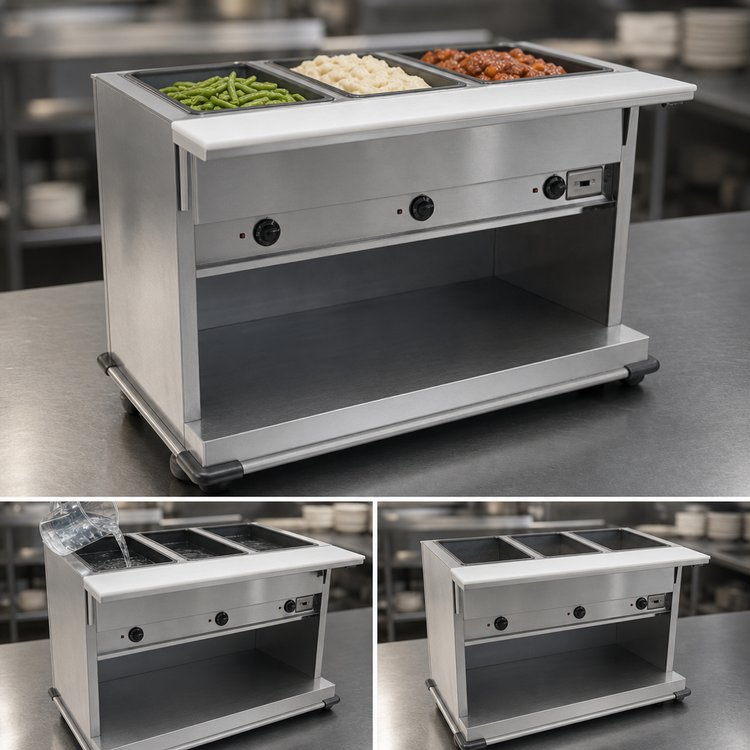 Product image #4 for Spec-Master 6-Well Electric Portable Hot Food Table with Poly Cutting Board