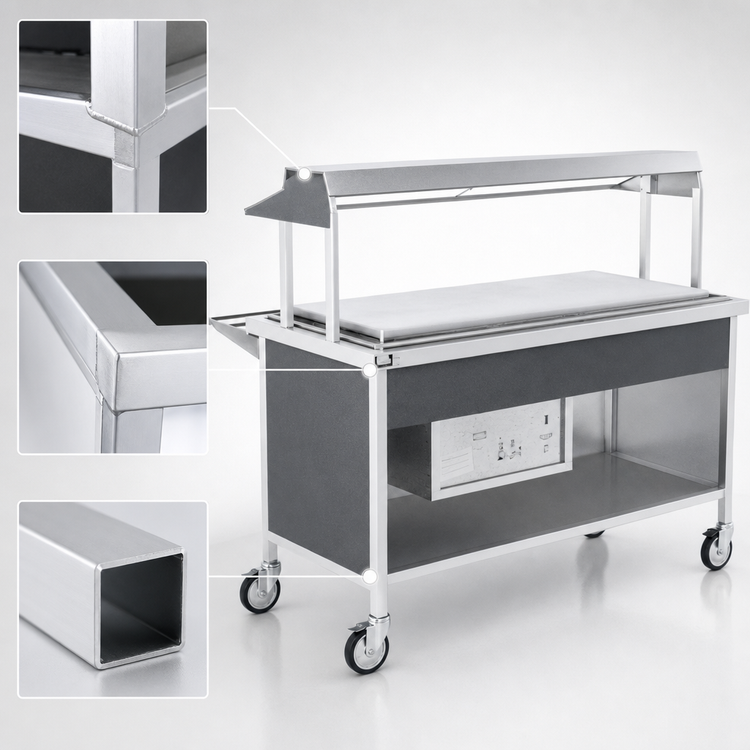 Product image #4 for Atlas Metal CARF-4 63-3/4" Refrigerated Frost Top Mobile Serving Counter