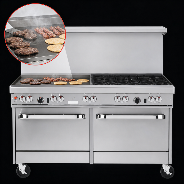 Product image #4 for Southbend Ultimate 60-Inch Gas Restaurant Range with 4 Star/Sauté Burners, 36-Inch Griddle and 2 Cabinets