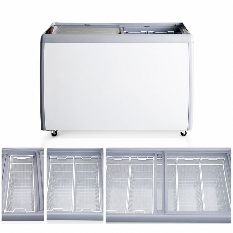 Product image #3 for Omcan USA 50-Inch Ice Cream Display Chest Freezer with Glass Sliding Top, Lock and Baskets, 13.1 Cu. Ft.