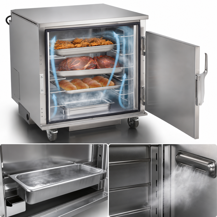 Product image #5 for FWE Clymate IQ Controlled Venting Mobile Heated Holding Cabinet, 1-Section, 4 Full-Size Pan Capacity