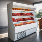 Thumbnail image #4 for Howard-McCray 32E Series SC-M32E-6-LED Meat Open Merchandiser, 74-Inch Open-Front, Self-Contained, 3 Shelves, LED, White