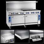 Thumbnail image #4 for Imperial (Middleby) Pro Series IR-2-G60-C-XB 72-Inch Gas Combination Range with 2 Open Burners, 60-Inch Griddle, Convection Oven & Cabinet Base