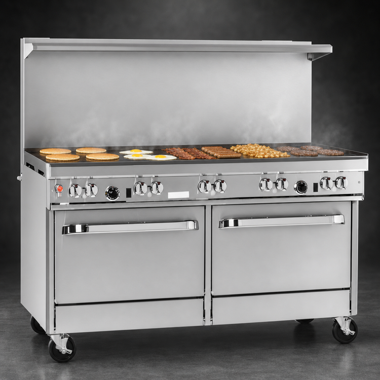 Product image #4 for Southbend Ultimate 60-Inch Gas Restaurant Range with 2 Non-Clog Open Burners, 48-Inch Griddle, and 2 Convection Ovens