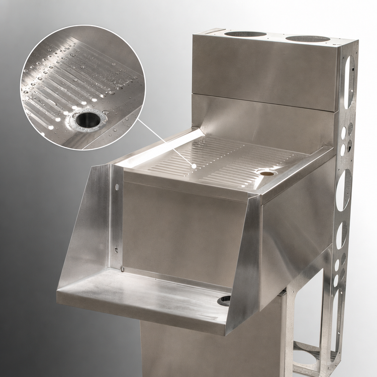 Product image #4 for BK Resources Free-Standing Underbar Blender Mixing Station with Drainboard Top, Blender Shelf, Die Wall & Base, 12 x 21 Inches