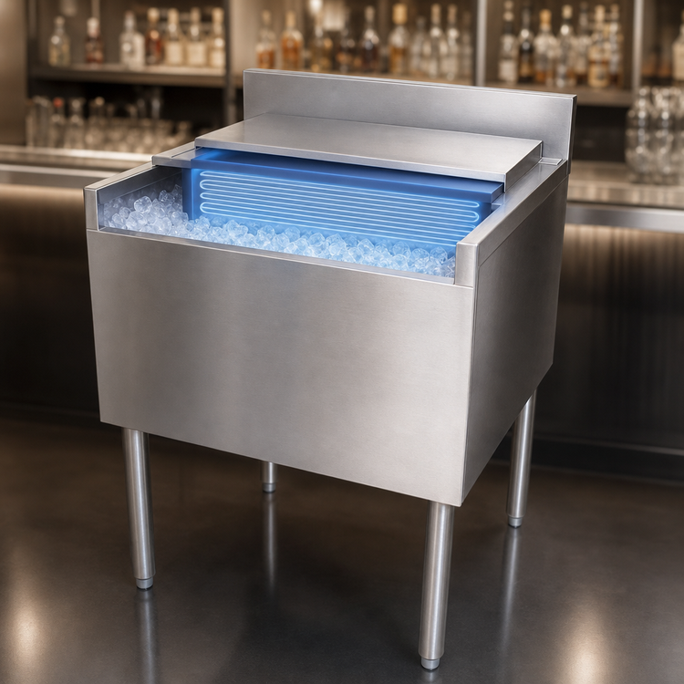 Product image #5 for BK Resources 48-Inch Underbar Insulated Ice Bin with 10-Circuit Aluminum Cold Plate, 140 lb Capacity