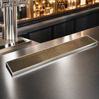 Thumbnail image #4 for Micro Matic USA DP-820DSSPVD-51 Surface-Mount Stainless Steel Drip Tray Trough, Perforated PVD Brass Screen, 51" x 8", 5/8" O.D. Drain