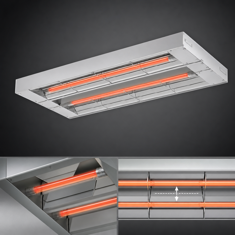 Product image #4 for Hatco Glo-Ray® 66-Inch Double-Element Infrared Strip Heater, Standard Wattage, Unlighted